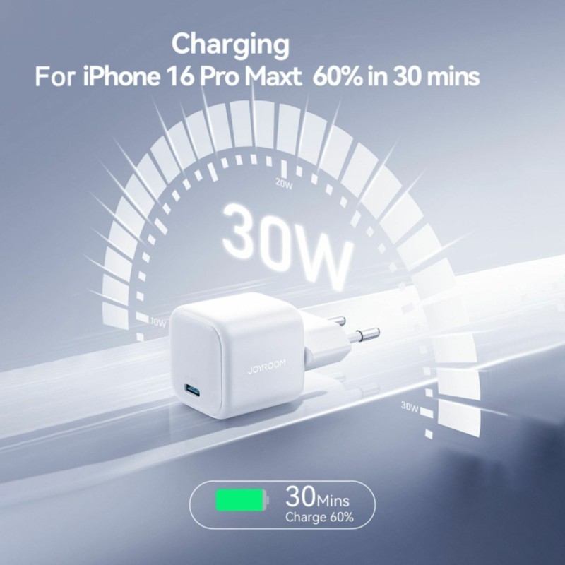 Polnilec Joyroom JR-TCG15, 30W QC BD, USB-C, bel