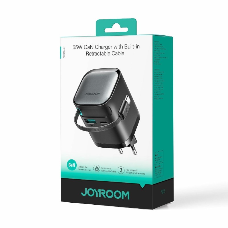 Polnilec Joyroom JR-TCL02, 65W QC PD, USB-C, USB-A, črn