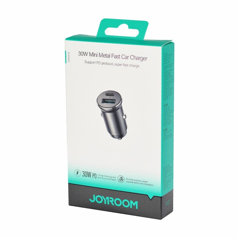 Avtomobilski polnilec Joyroom JR-CCN05, 30W PD QC, USB-A, USB-C, črn