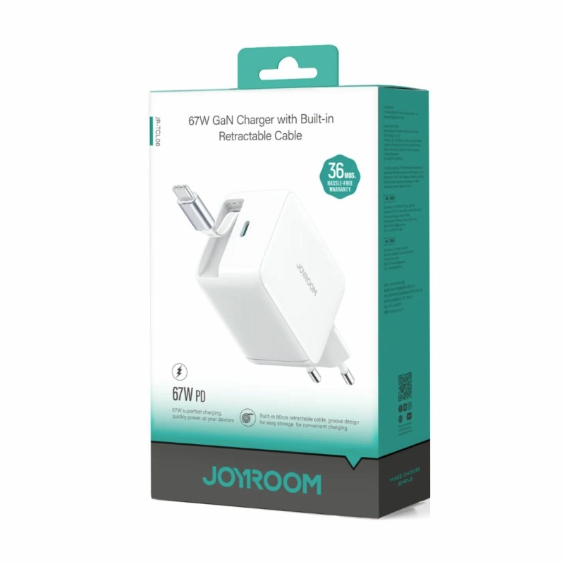 Polnilec Joyroom JR-TCL06, 65W QC PD, USB-C, bel