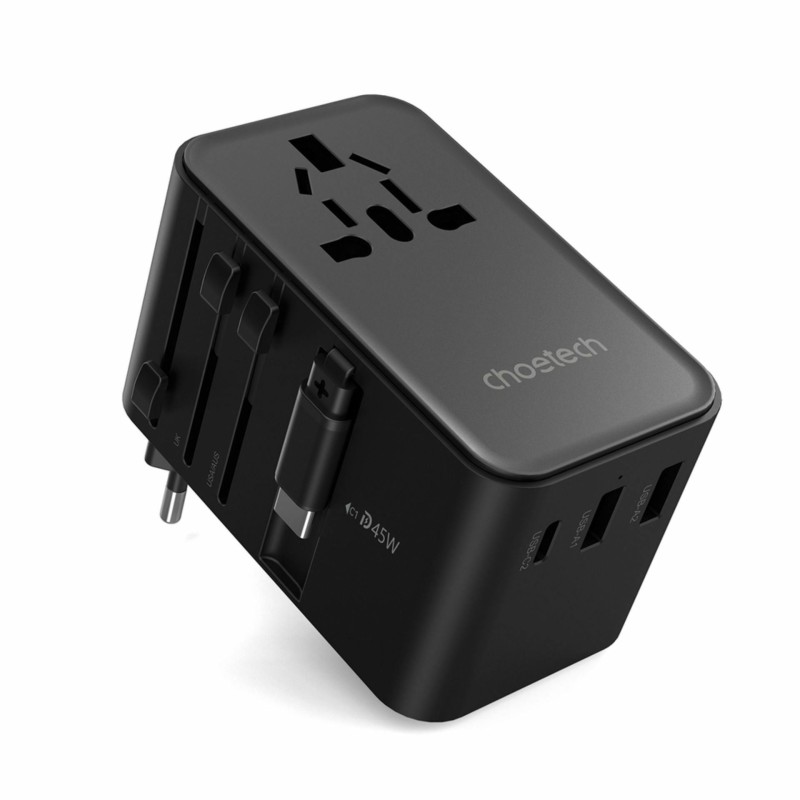 Potovalni adapter Choetech PD5021 45 W z USB-C PD in vtiči EU/US/UK/AU