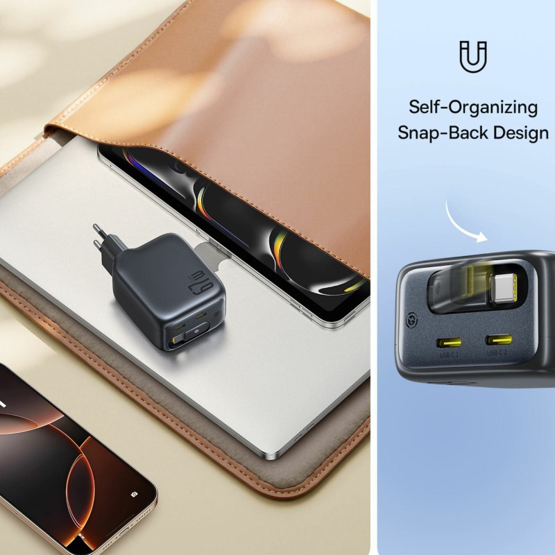 Polnilec Baseus E0121E00 67W QC PD, USB-C, črn