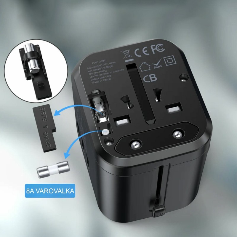 Potovalni polnilec Choetech PD5008 35W, USB-C, USB-A, EU USA UK AU