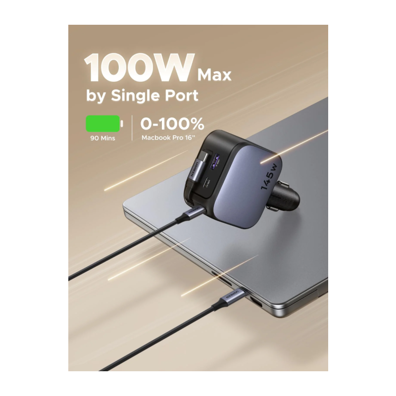 Avtomobilski polnilec Ugreen 55910B 145W, USB-C