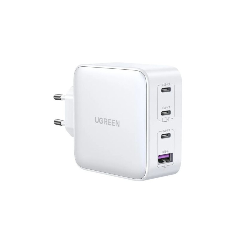 Polnilec Ugreen 100W GaN, 3x USB-C, USB-A, bel