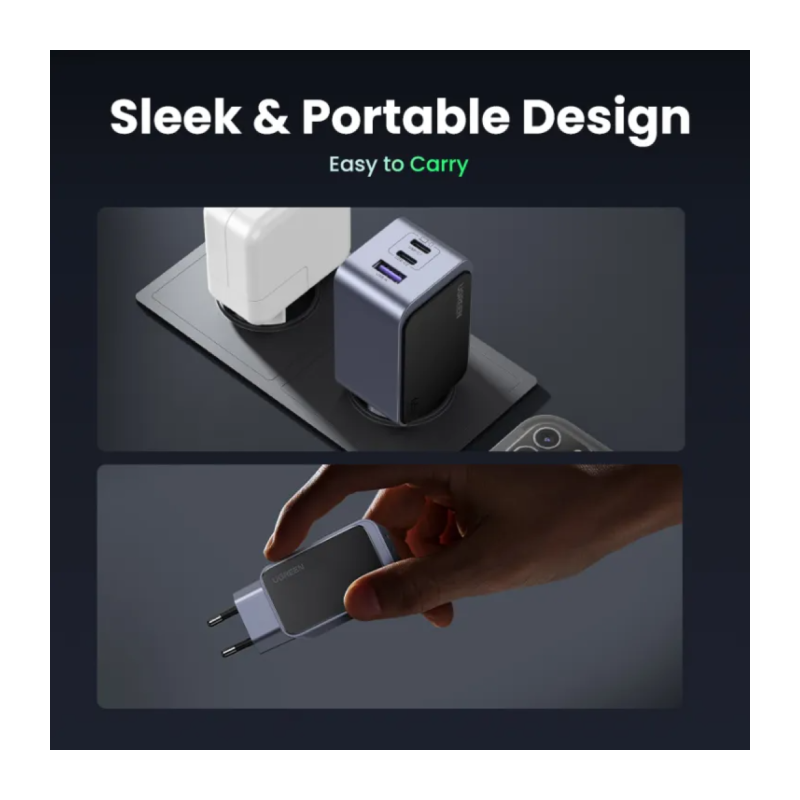 Polnilec Ugreen Nexode S 65W, 2x USB-C, USB-A