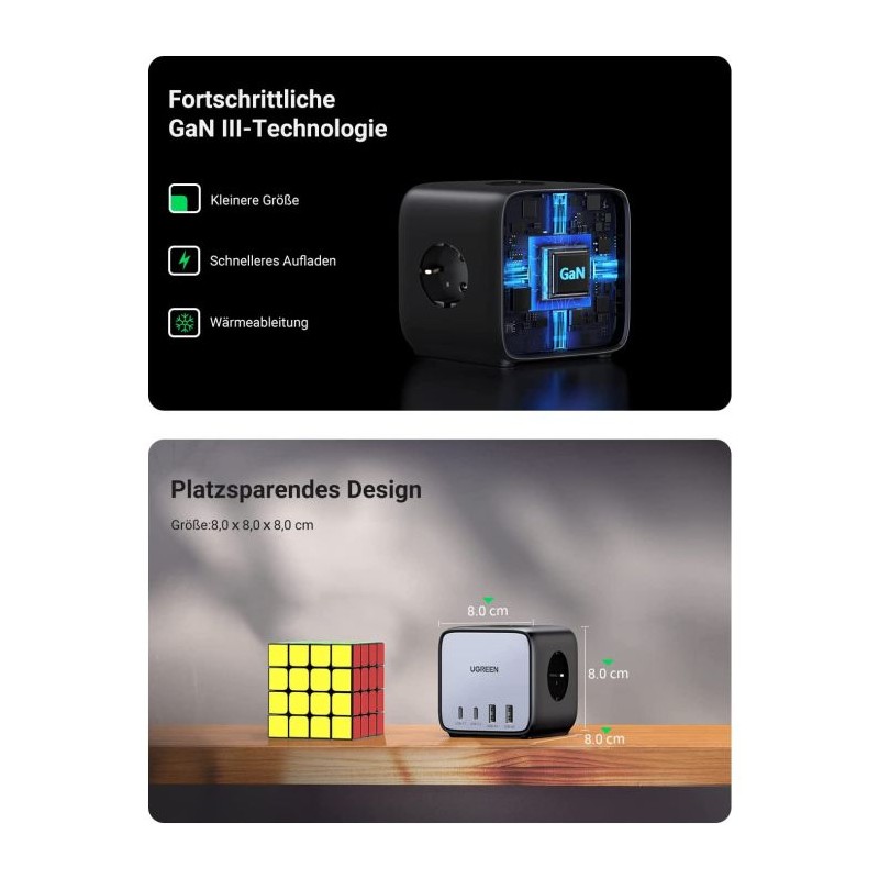 Polnilec Ugreen DigiNest Cube 65W USB-C, 7v1