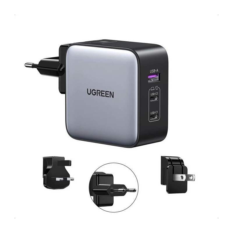 Potovalni polnilec Ugreen Nexode 65W GaN PD, USB-A, USB-C