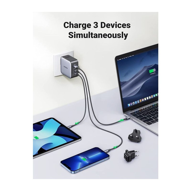 Potovalni polnilec Ugreen Nexode 65W GaN PD, USB-A, USB-C