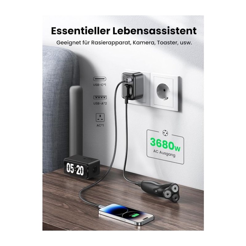 Polnilec Ugreen Nexode 4v1 30W QC, USB-A, USB-C