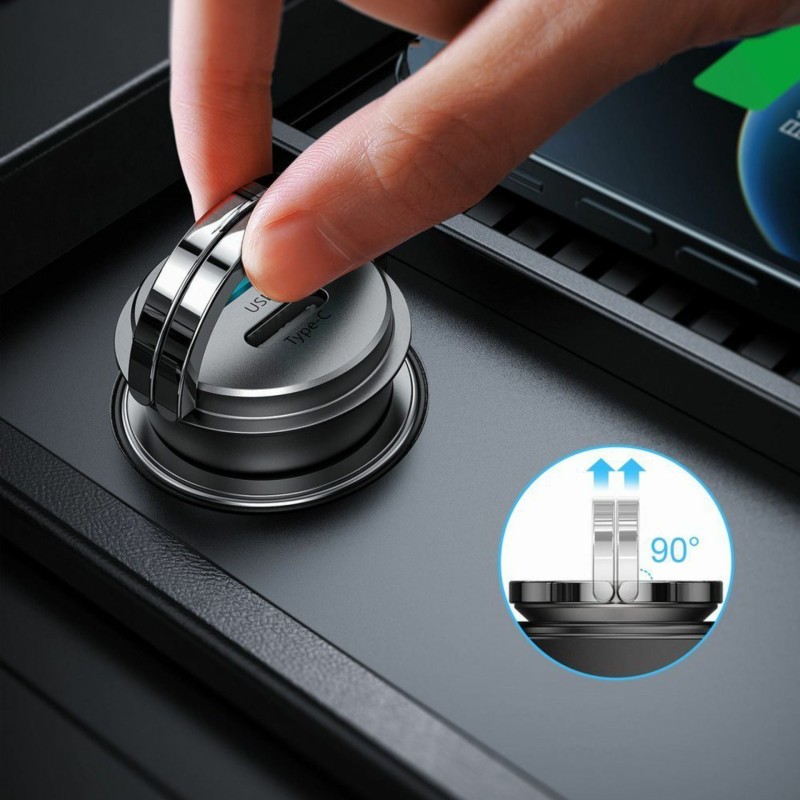 Avtomobilski polnilec Joyroom 45W PD QC, USB-A, USB-C, črn