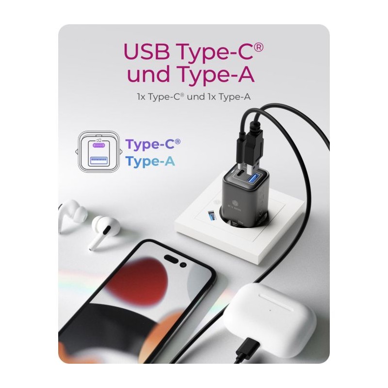 Polnilec IcyBox IB-PS1020-PD 20W USB-A, USB-C