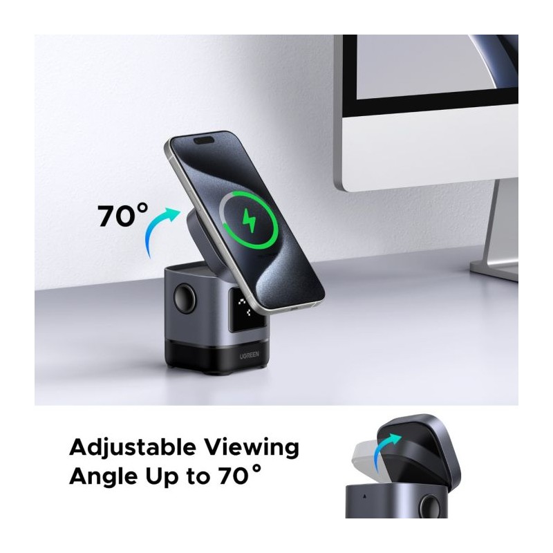 Polnilec Ugreen Uno 2-v-1 15W, USB-C