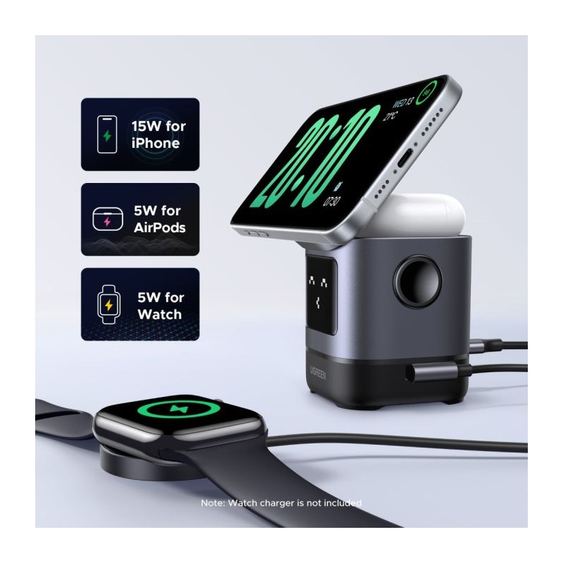 Polnilec Ugreen Uno 2-v-1 15W, USB-C