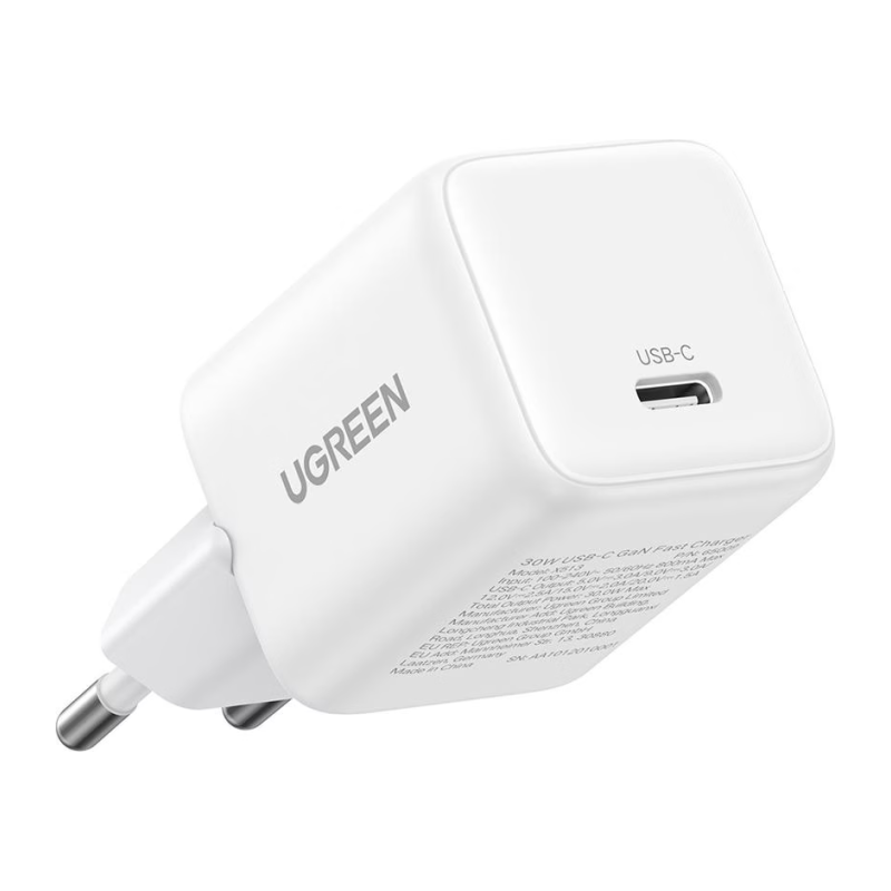 Polnilec Ugreen 30W GaN, USB-C, bel