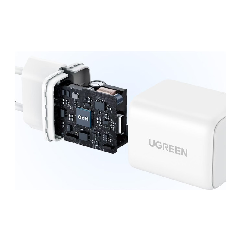 Polnilec Ugreen 30W GaN, USB-C, bel