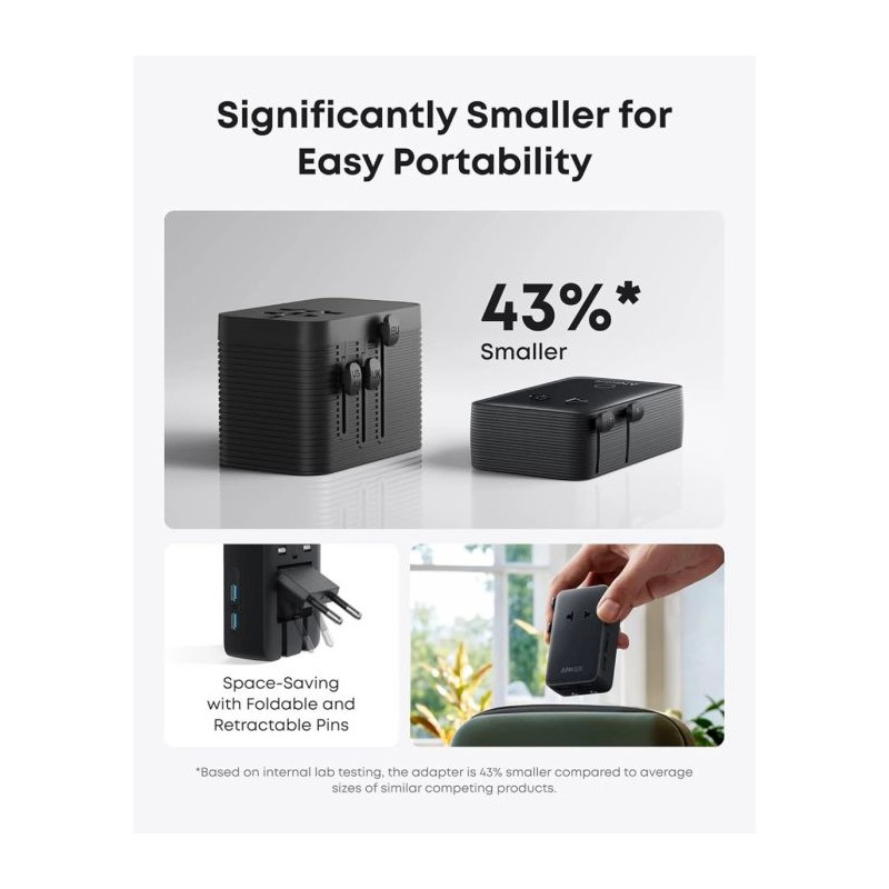 Potovalni adapter Anker Nano 5v1, 20W, črn, A9215H11