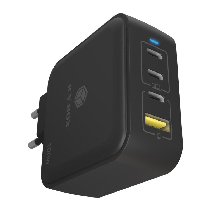 Polnilec IcyBox IB-PS1040-PD 100W GaN, USB-C, USB-A