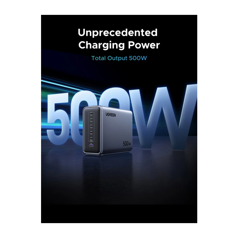 Polnilec Ugreen Nexode 500W GaN, 5x USB-C, 1x USB-A