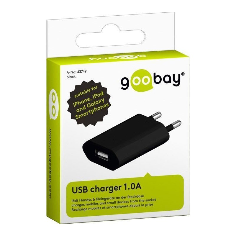 Polnilec GOOBAY Slim, USB-A, črn