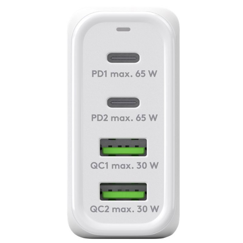 Polnilec GOOBAY 68W QC, 2x USB-C, 2x USB-A, bel