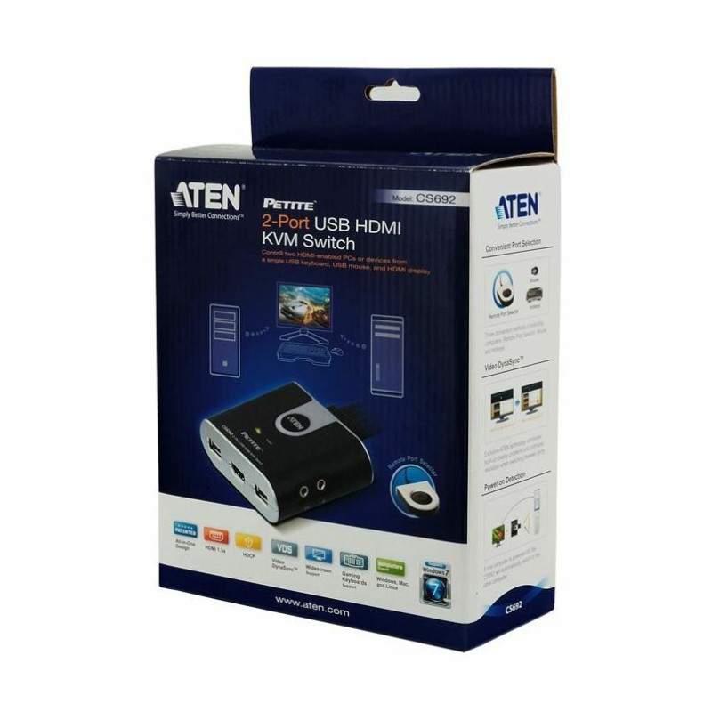 Preklopnik 2:1 mini HDMI/USB/AUDIO, Aten CS692, s kabli