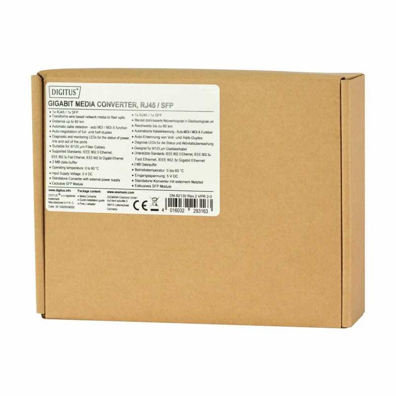 Pretvornik FO-UTP 10/100/1000 SFP prazen Digitus, DN-82130