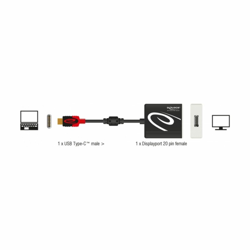 Pretvornik USB 3.1 Tip-C - DisplayPort 4K 60Hz Delock