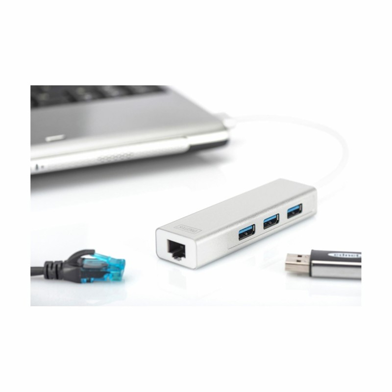 Pretvornik USB 3.0 - Mrežni UTP GIGA 10/100/1000 Mbps +Hub USB Digitus