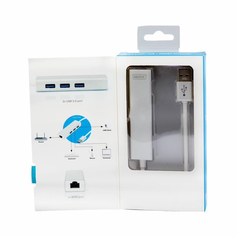 Pretvornik USB 3.0 - Mrežni UTP GIGA 10/100/1000 Mbps +Hub USB Digitus