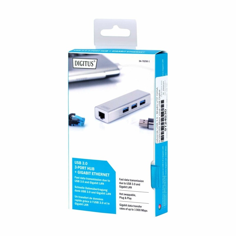 Pretvornik USB 3.0 - Mrežni UTP GIGA 10/100/1000 Mbps +Hub USB Digitus