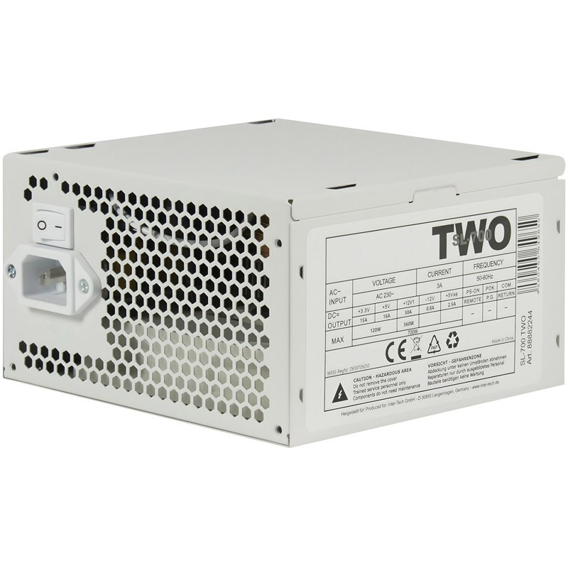 Napajalnik INTER-TECH SL-700 Plus TWO 700W, ATX, bel – bulk pakiranje