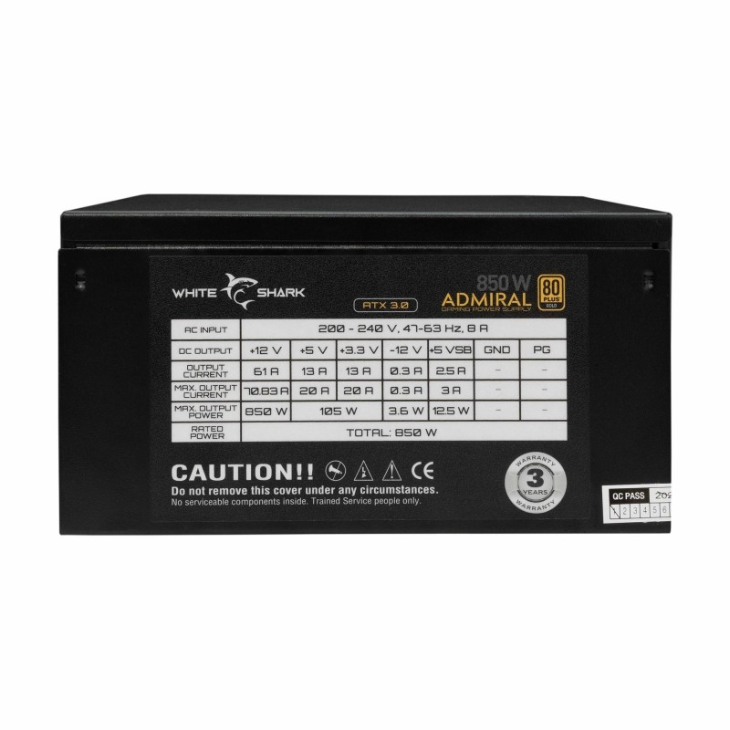 Napajalnik WHITE SHARK ADMIRAL GPSU-850W, 80 Plus Gold, modularni