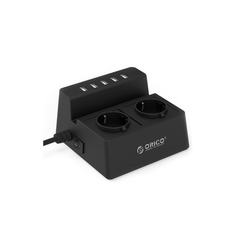 Prenapetostna zaščita - razdelilec ORICO 2x 230V, 5x USB, črn