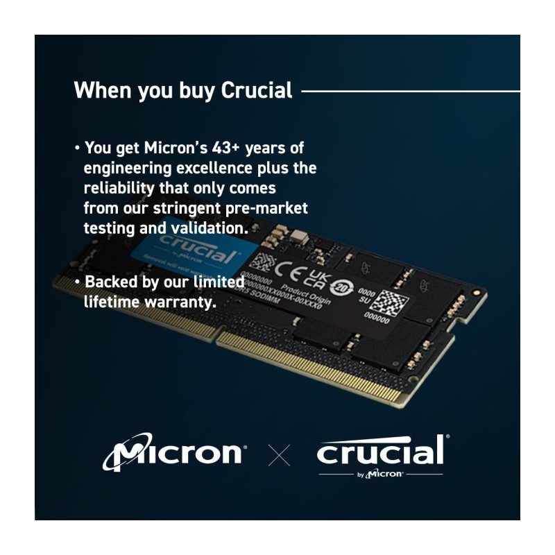 Pomnilnik DDR5 SODIMM 8GB 4800MHz Crucial CT8G48C40S5