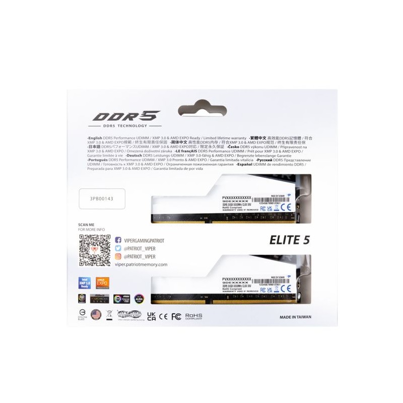 Pomnilnik DDR5 64GB (2x32GB) 6200MHz Patriot Viper Elite 5, PVER564G62C42KW