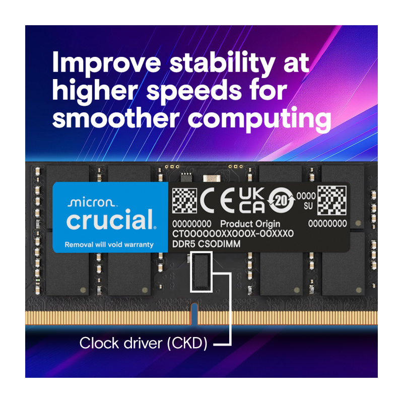 Pomnilnik DDR5 32GB 6400MHz Crucial CT32G64C52CS5