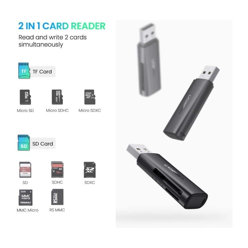 Čitalec kartic Ugreen SD/microSD, USB 3.0