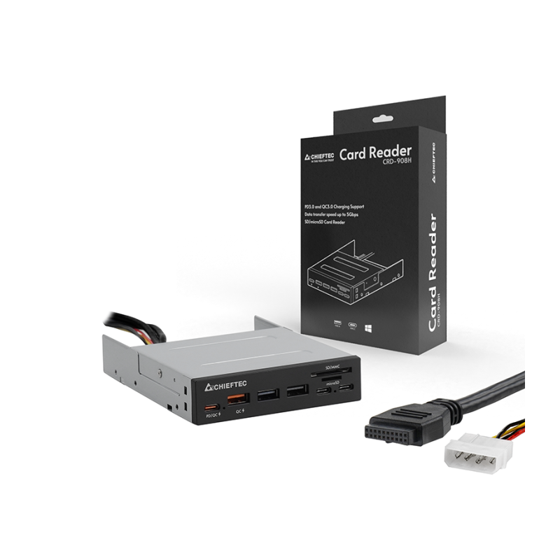 Čitalec kartic Chieftec CRD-908H, USB-A/C 3.2, QC3.0