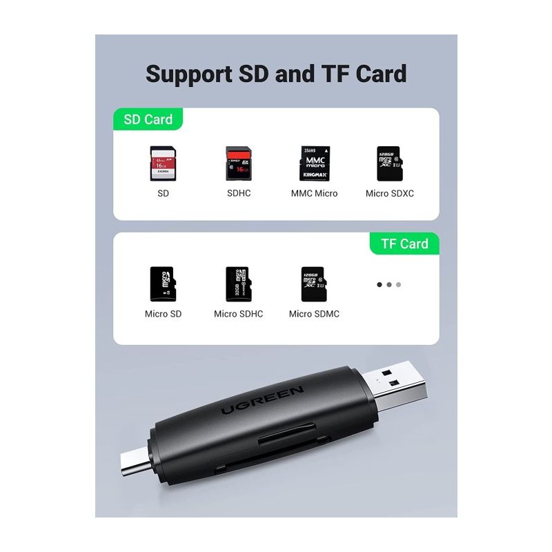 Ugreen USB 3.0 + USB-C OTG čitalec kartic