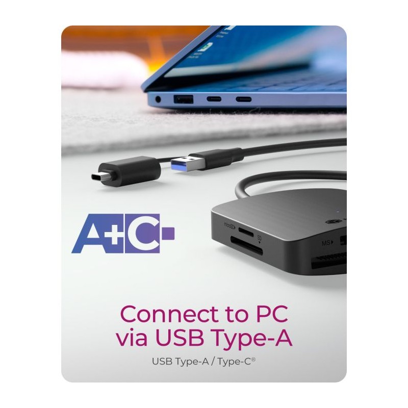 Čitalec kartic Icybox USB 3.0 z USB-A in USB-C priključkom (IB-CR302-CU3)
