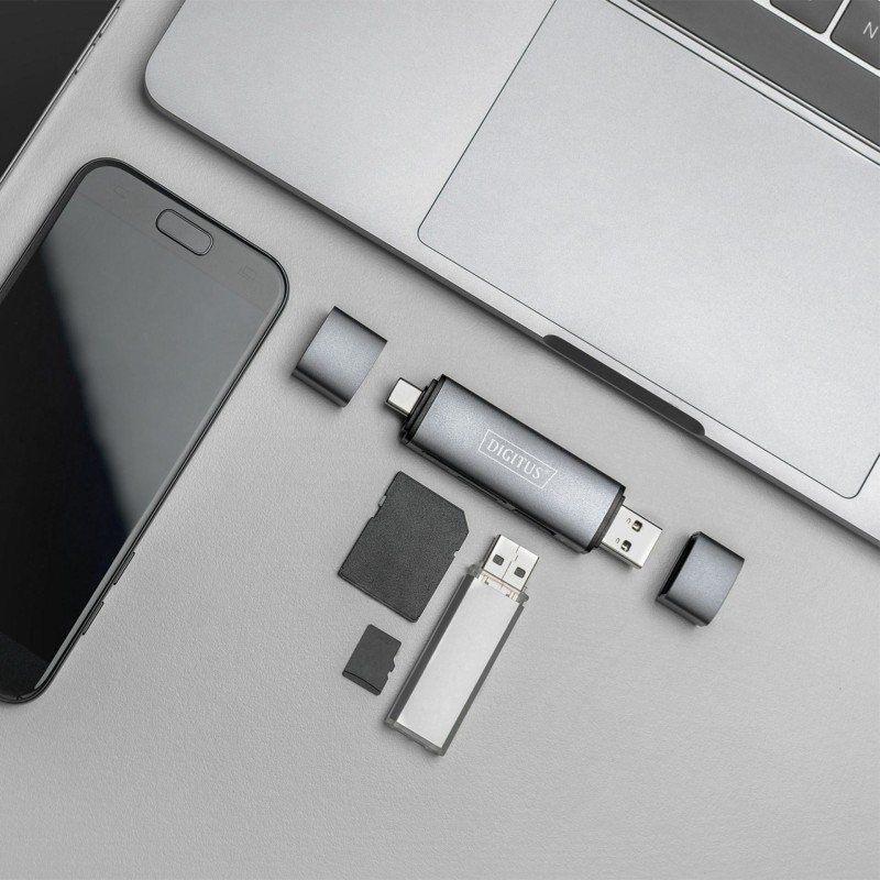 Čitalec kartic DIGITUS USB 3.0 in TIP-C zunanji dongle DA-70886