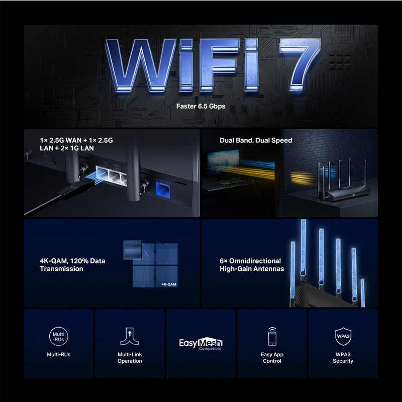 Usmerjevalnik (router) MERCUSYS MR37BE, WiFi 7