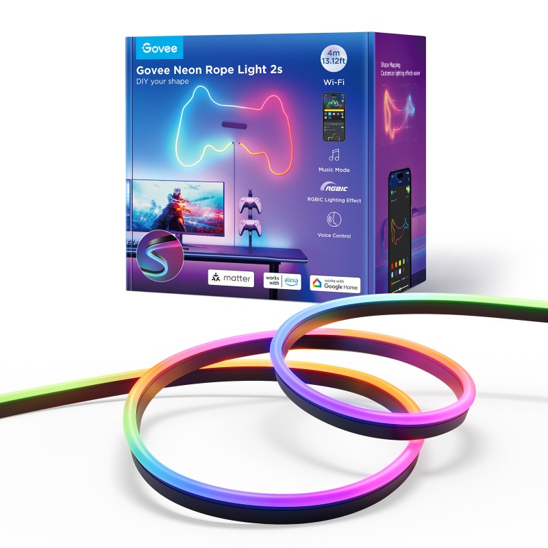 Svetlobni trak GOVEE Neon Rope 2S, 4m črn
