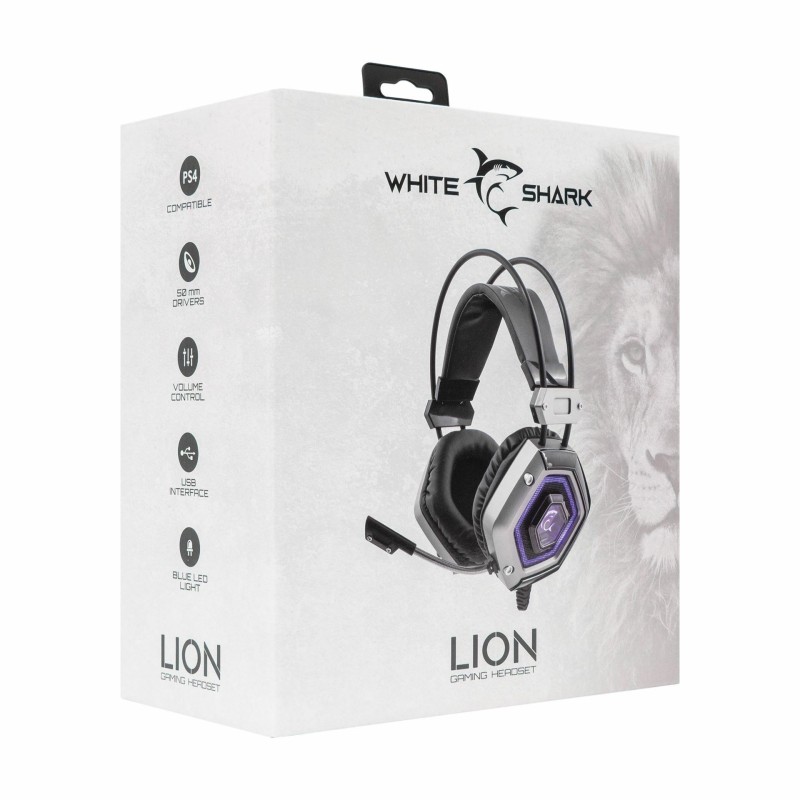 Slušalke White Shark Lion GH-1841, srebrno/črne