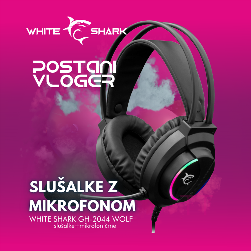 Slušalke White Shark Wolf GH-2044, črne