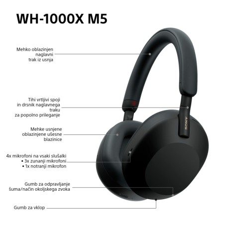 Slušalke SONY WH-1000XM5, črne