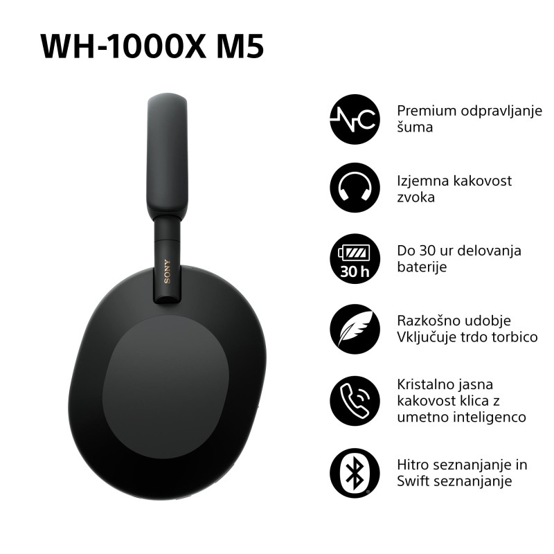 Slušalke SONY WH-1000XM5, črne