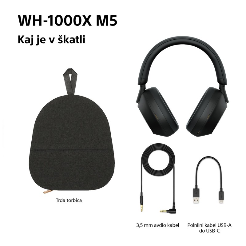Slušalke SONY WH-1000XM5, črne