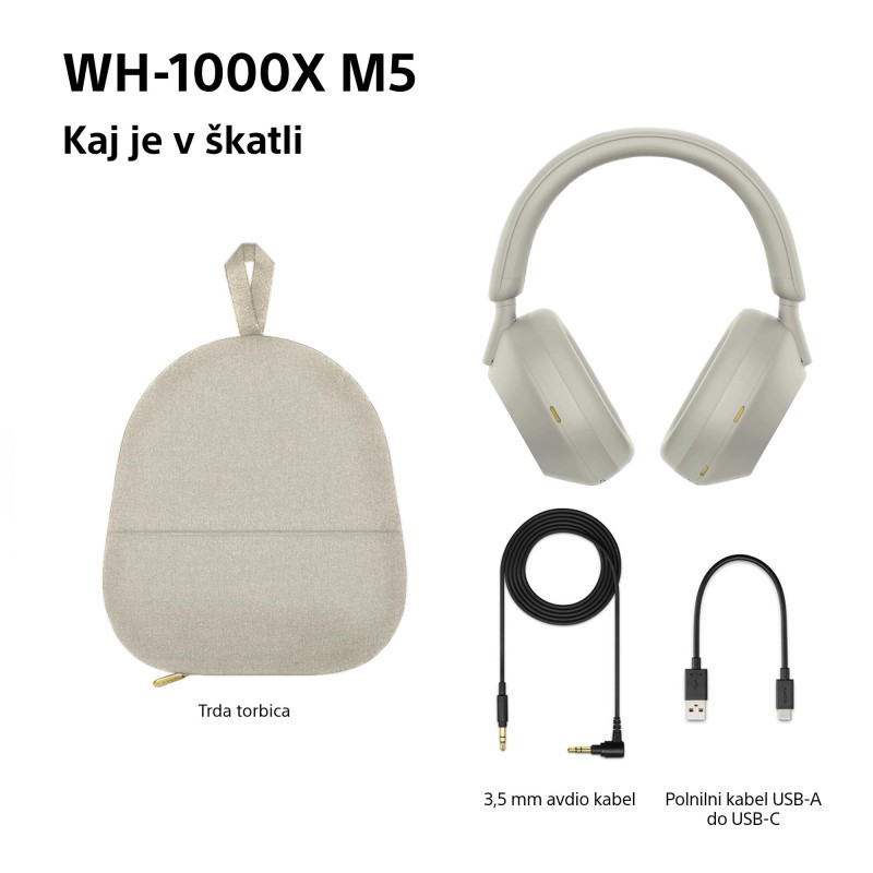 Slušalke SONY BT WH1000XM5S, sive